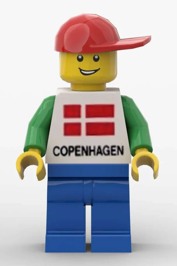 Homme avec 'copenhagen' et drapeau sur chemise (Man with 'Copenhagen' and Flag on Shirt)
