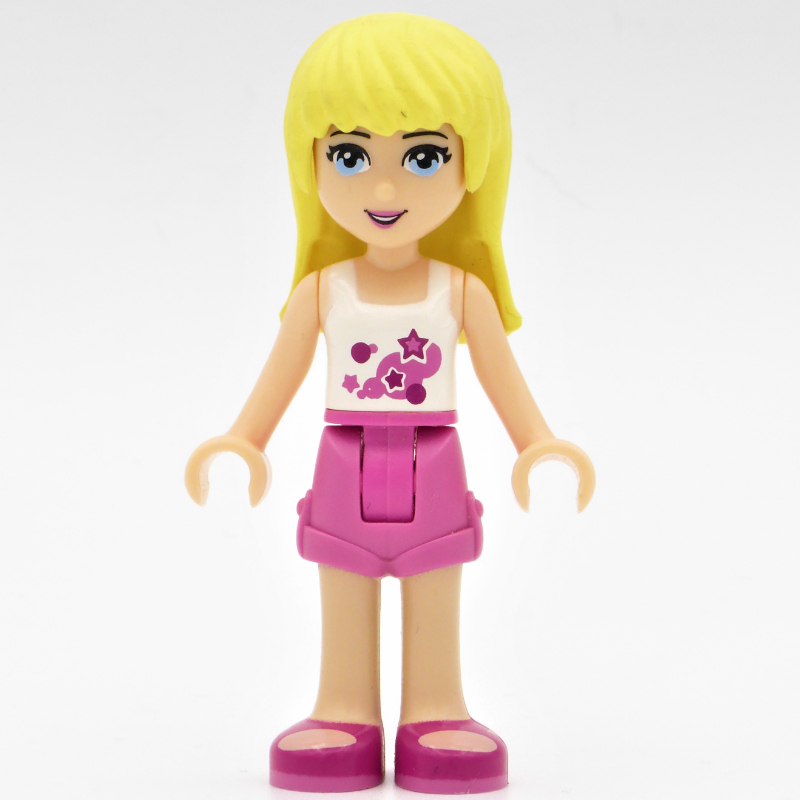 Stephanie - haut blanc, jupe rose foncé (Stephanie - White Top, Dark Pink Skirt)
