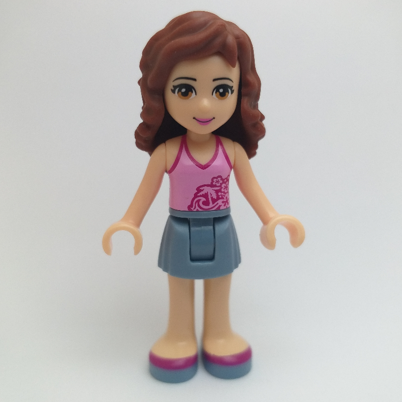 Olivia - Bright Pink Top, Sand Blue Skirt