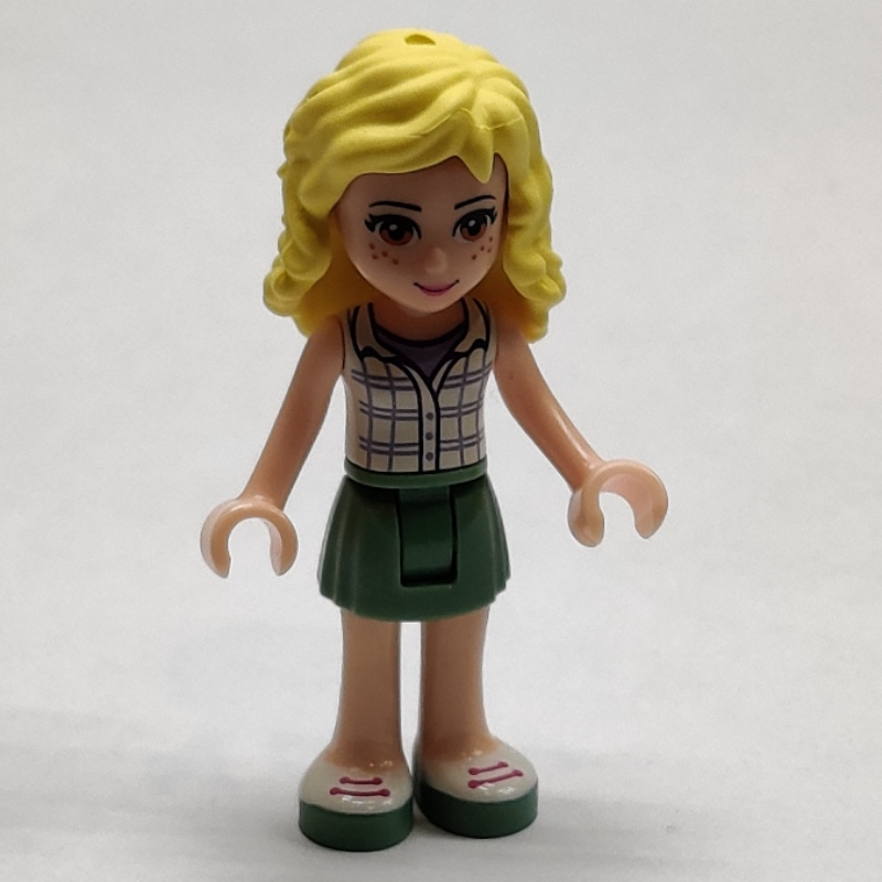 Naya - haut à carreaux blanc, jupe vert sable (Naya - White Plaid Top, Sand Green Skirt)