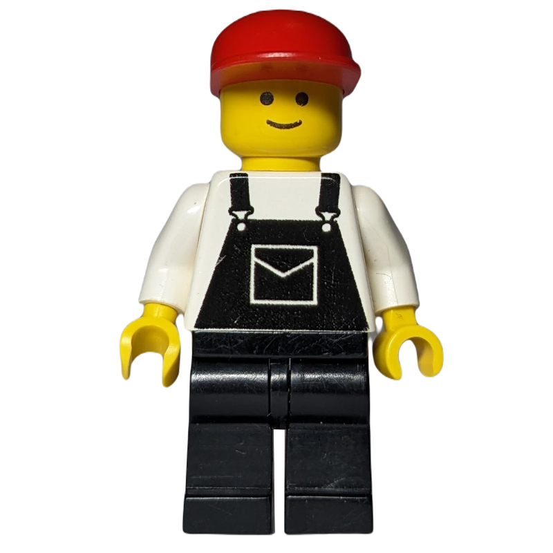 Homme, salopette noire, casquette rouge (3626a tête) (Man, Black Overalls, Red Cap (3626a Head))
