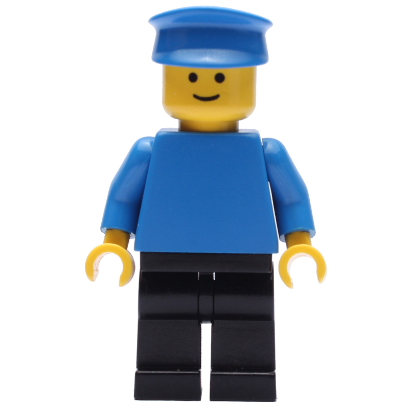 Homme, torse bleu uni, jambes noires, chapeau bleu (Man, Plain Blue Torso, Black Legs, Blue Hat)