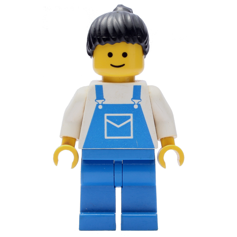 Torse blanc, salopette bleue, cheveux noirs (White Torso, Blue Overall, Black Hair)