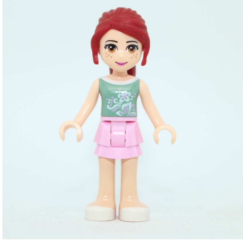 Mia — haut vert sable, jupe rose vif (Mia - Sand Green Top, Bright Pink Skirt)