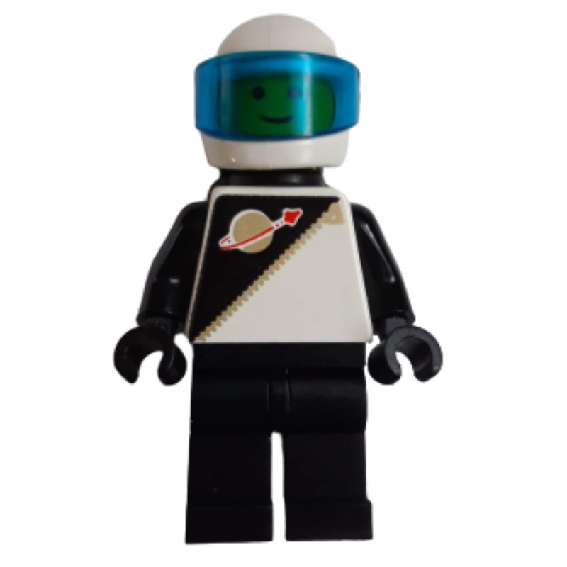 Futuron astronaute, noir avec bouteilles d’air et visière bleu foncé, casque blanc (Futuron Spaceman, Black with Airtanks and Dark Blue Visor, White Helmet)
