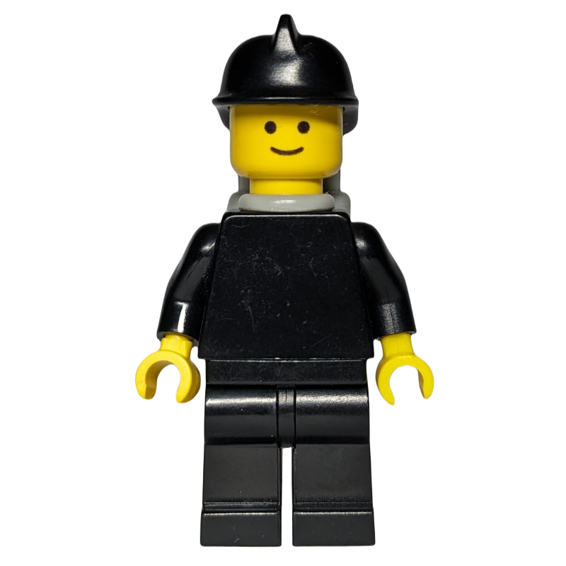 Pompier, noir uni, casque noir, bouteilles d’air gris clair (Fireman, Plain Black, Black Helmet, Light Gray Airtanks)