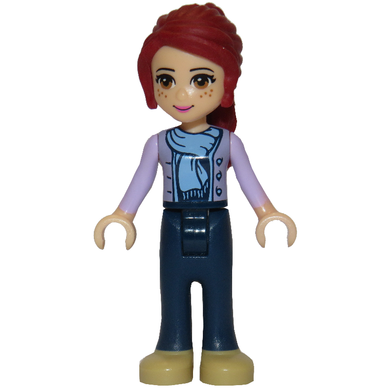 Mia — veste lavande, écharpe, pantalon bleu foncé (Mia - Lavender Jacket, Scarf, Dark Blue Trousers)