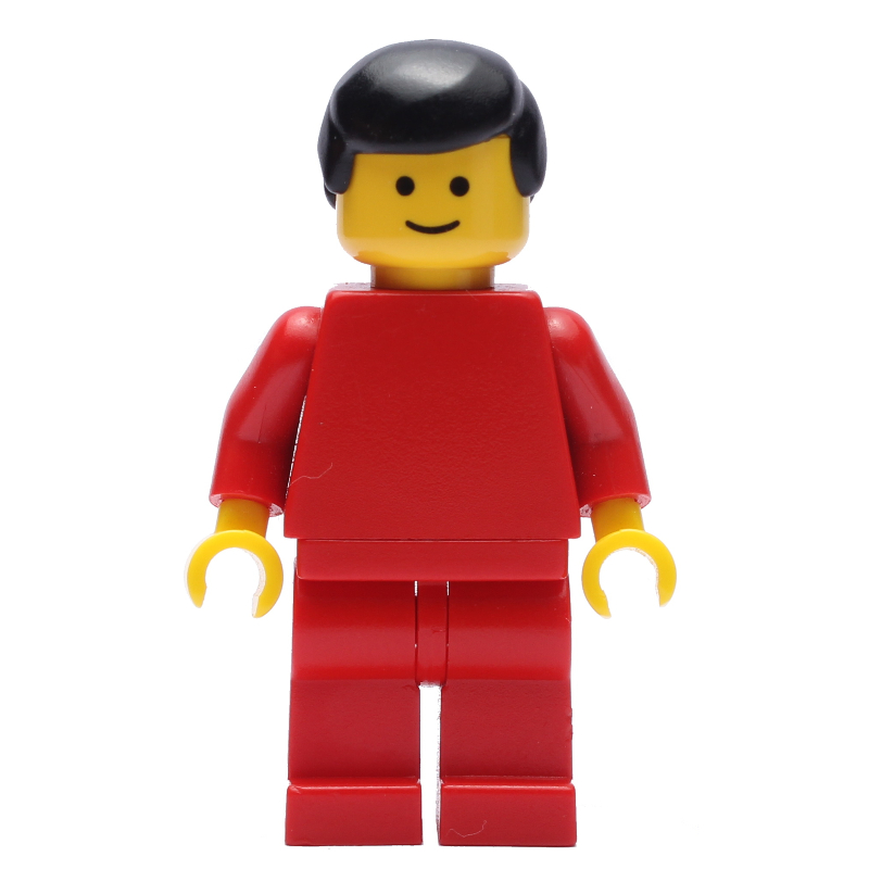 Homme, rouge uni, cheveux noirs (Man, Plain Red, Black Hair)