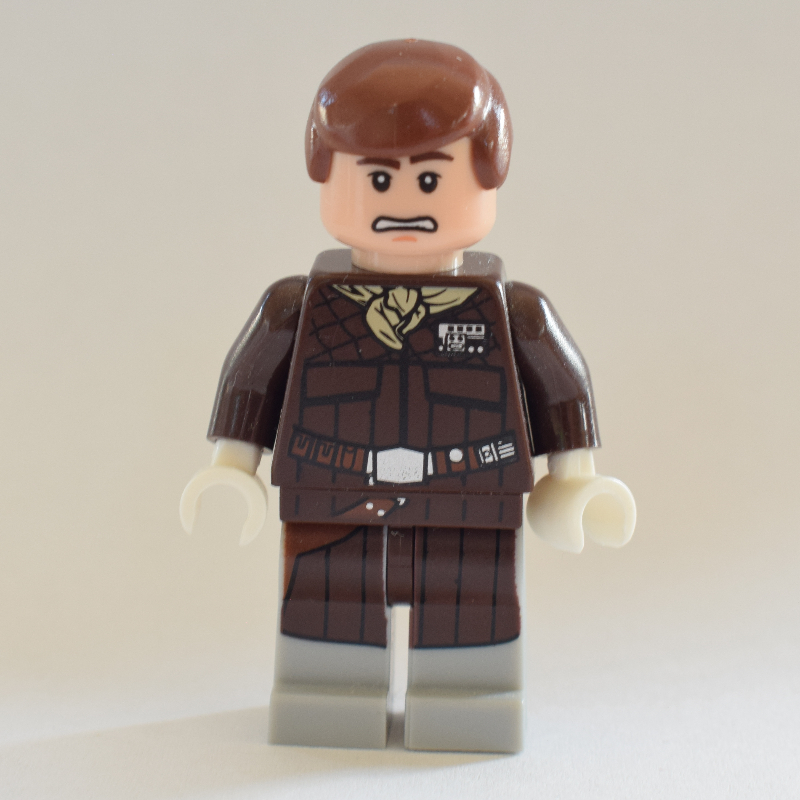 Han Solo, tenue Hoth, veste brun foncé avec foulard beige (Han Solo, Hoth Outfit, Dark Brown Jacket with Tan Neckerchief)