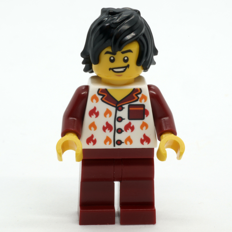 Homme, pyjama rouge foncé et blanc (Man, Dark Red and White Pajamas)