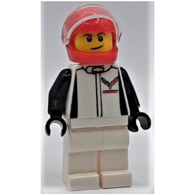Pilote de course, torse blanc, jambes blanches, casque rouge, chevrolet (Race Driver, White Torso, White Legs, Red Helmet, Chevrolet)