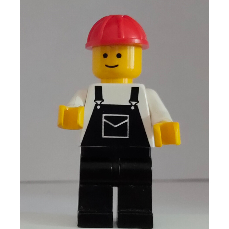 Homme, salopette noire, chapeau rouge (3626b tête) (Man, Black Overalls, Red Hard Hat (3626b Head))
