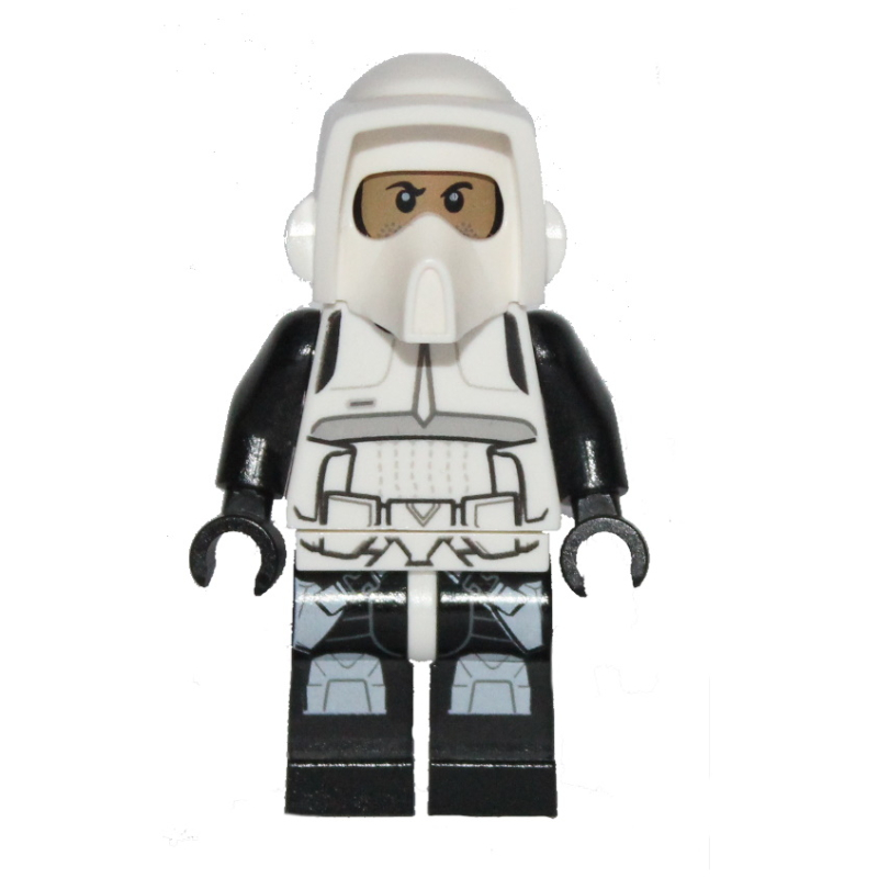 Soldat scout, tête noire imprimée, jambes noires (Scout Trooper, Printed Black Head, Black Legs)