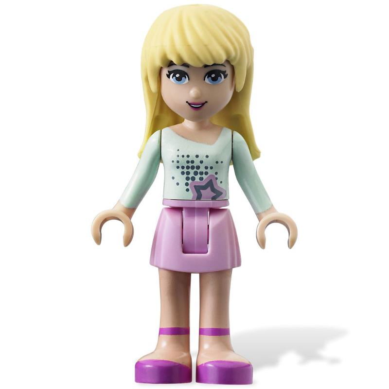 Stephanie — haut vert d’eau clair, jupe rose vif (Stephanie - Light Aqua Top, Bright Pink Skirt)