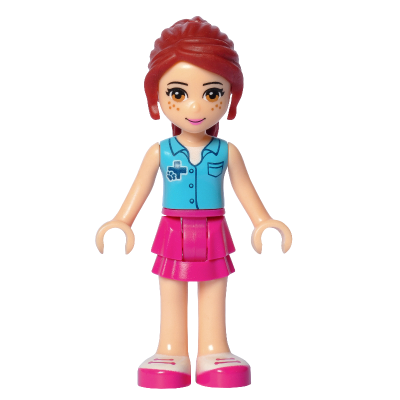 Mia — chemise azur moyen, jupe magenta, vétérinaire (Mia - Medium Azure Shirt, Magenta Skirt, Veterinarian)