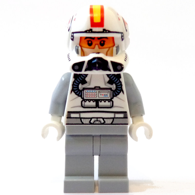 Pilote clone, casque ouvert avec des marques jaunes et rouges, jambes gris bleuté clair (épisode 3) (Clone Pilot, Open Helmet with Yellow and Red Markings, Light Bluish Gray Legs (Episode 3))