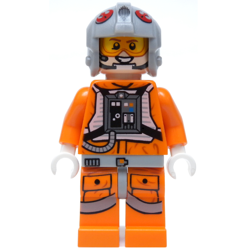 Pilote rebelle snowspeeder, costume de vol orange, casque gris bleuté clair (Rebel Pilot Snowspeeder, Orange Flight Suit, Light Bluish Gray Helmet)