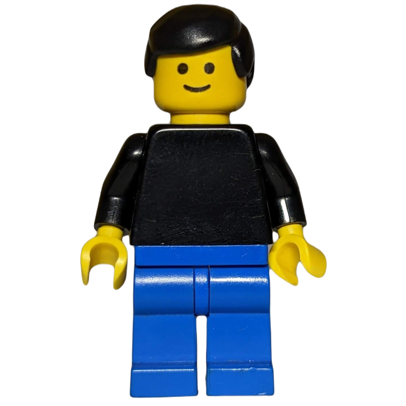 Homme - torse noir, pantalon bleu, cheveux noirs (Man - Black Torso, Blue Pants, Black hair)