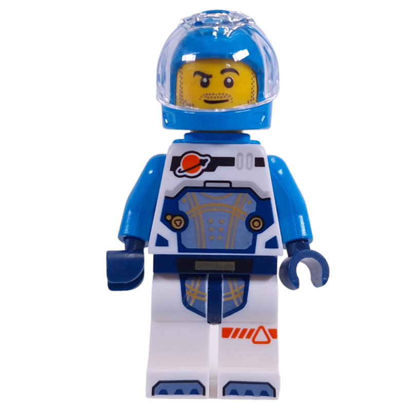 Astronaute, combinaison spatiale blanche et azur foncé, sac à dos azur foncé et casque, barbe naissante (Astronaut, White and Dark Azure Spacesuit, Dark Azure Backpack and Helmet, Stubble Beard)