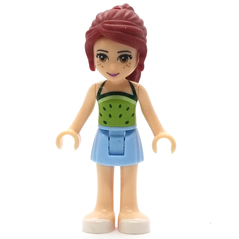 Mia — haut vert citron, jupe bleu clair vif (Mia - Lime Top, Bright Light Blue Skirt)