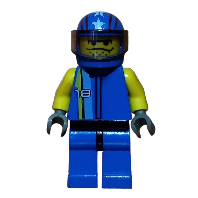 Pilote de course, torse bleu, jambes bleues, casque bleu (Race Driver, Blue Torso, Blue Legs, Blue Helmet)