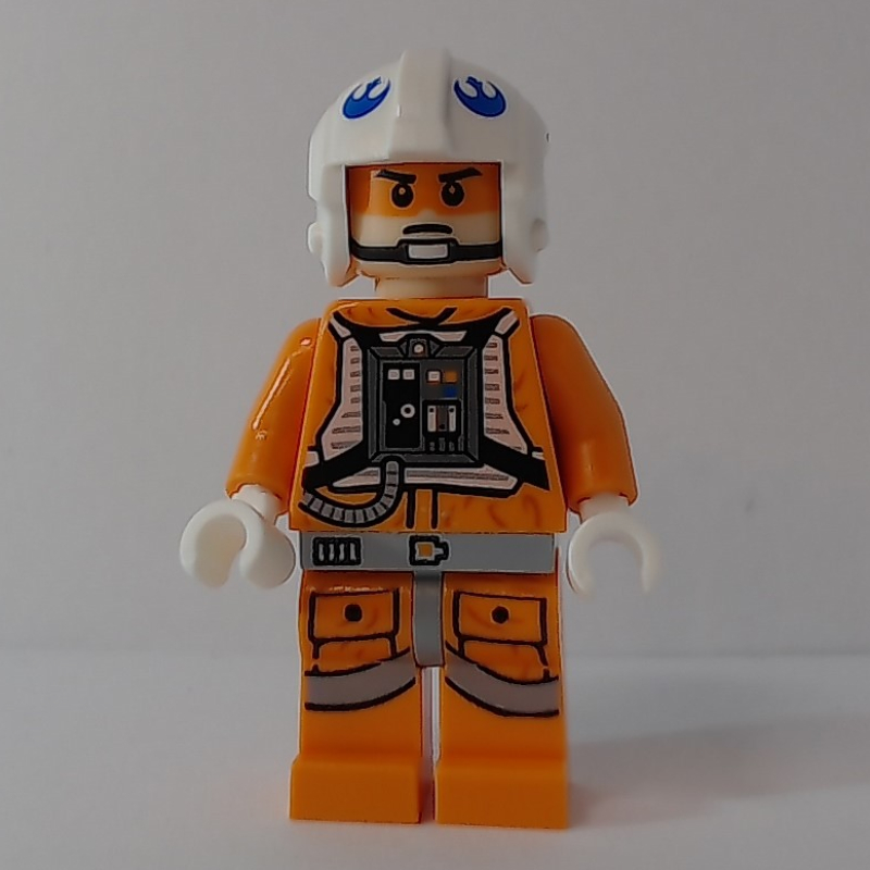 Snowspeeder pilote rebelle, costume de vol orange, casque blanc, visière orange (Rebel Pilot Snowspeeder, Orange Flight Suit, White Helmet, Orange Visor)