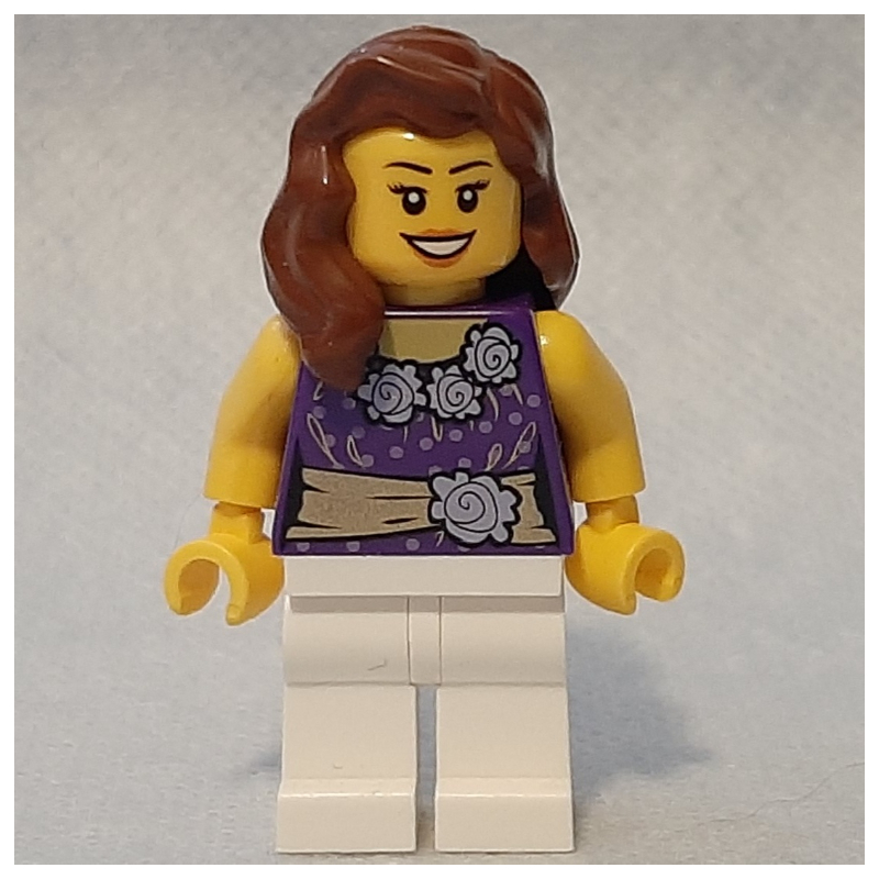 Torse pourpre foncé, jambes blanches, cheveux brun rougeâtre (Dark Purple Torso, White Legs, Reddish Brown Hair)