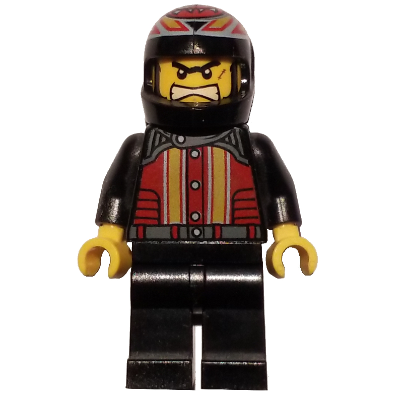 Pilote de course, torse noir, jambes noires, casque noir, démon fou (Race Driver, Black Torso, Black Legs, Black Helmet, Crazy Demon)