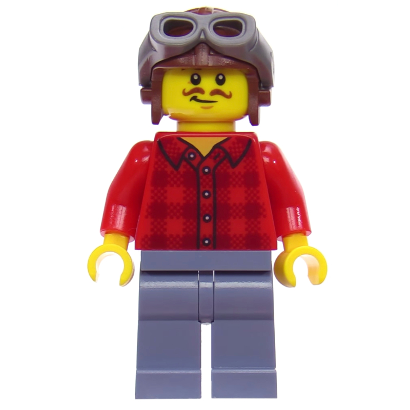 Torse rouge, jambes bleu sable, chapeau aviateur (Red Torso, Sand Blue Legs, Aviator Hat)