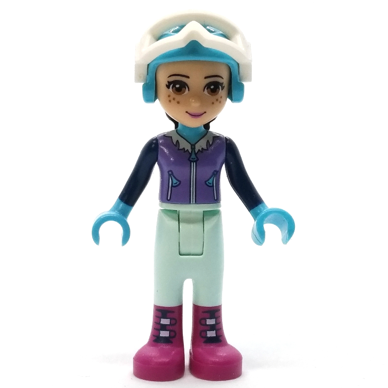 Emma — veste de ski lavande moyen, pantalon vert d’eau clair (Emma - Medium Lavender Ski Vest, Light Aqua Trousers)