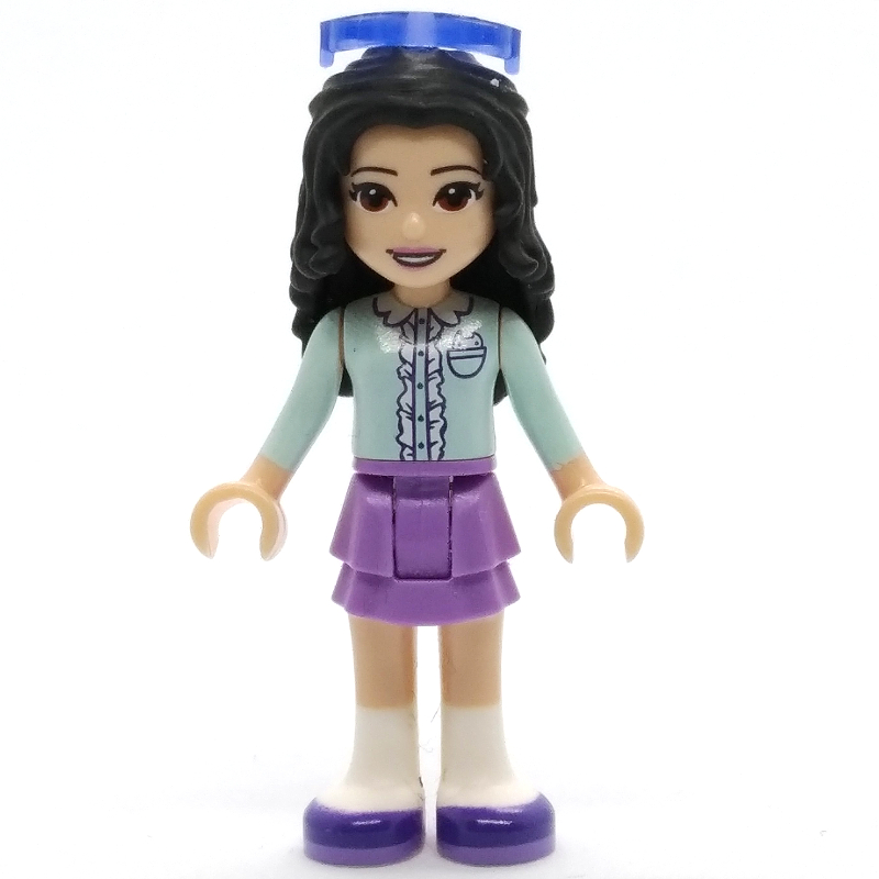 Emma — haut vert d’eau clair, jupe lavande moyen, lunettes (Emma - Light Aqua Top, Medium Lavender Skirt, Glasses)