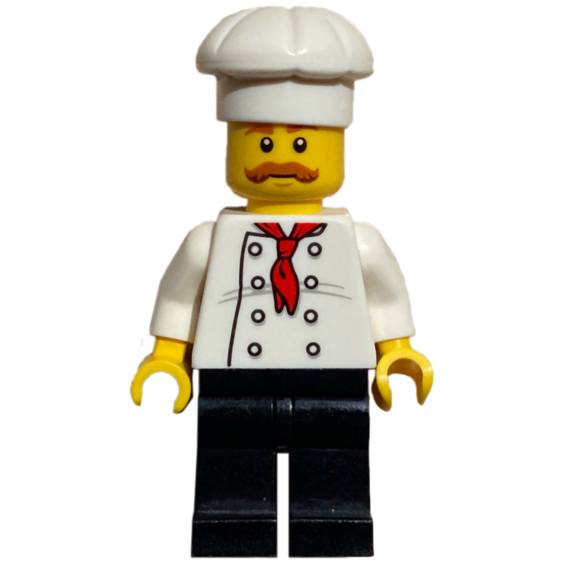 Cuisinier, foulard rouge, jambes noires, moustache (Chef, Red Neckerchief, Black Legs, Moustache)