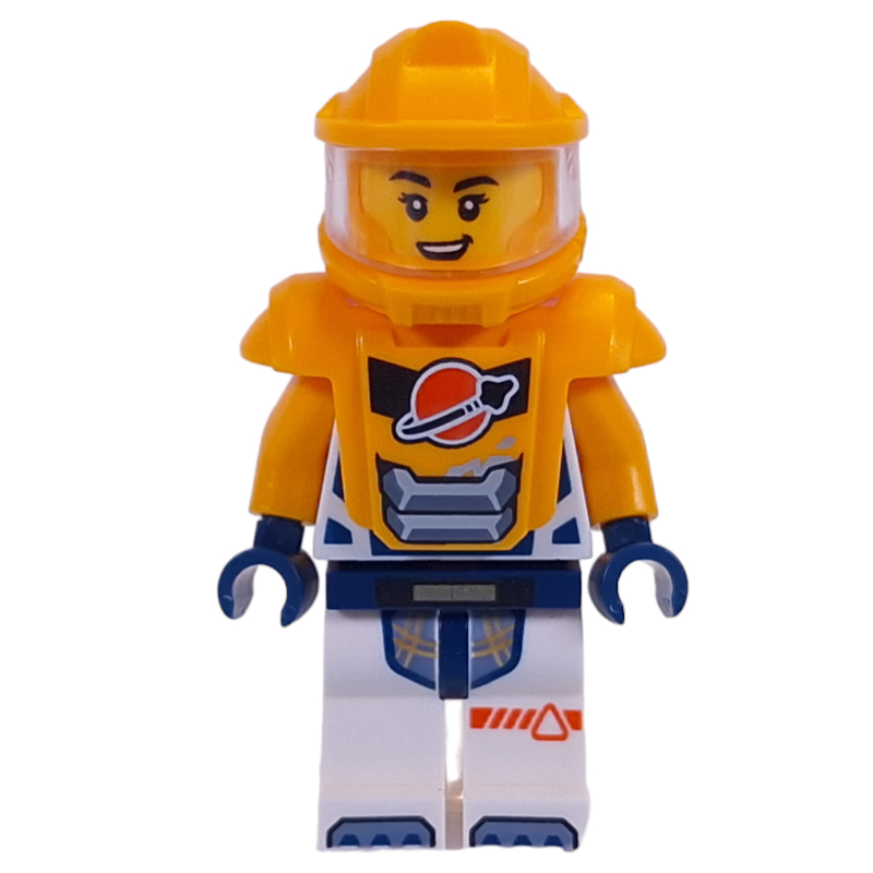 Astronaute, combinaison spatiale blanche, armure orange clair vif et casque (Astronaut, White Spacesuit, Bright Light Orange Armor and Helmet)