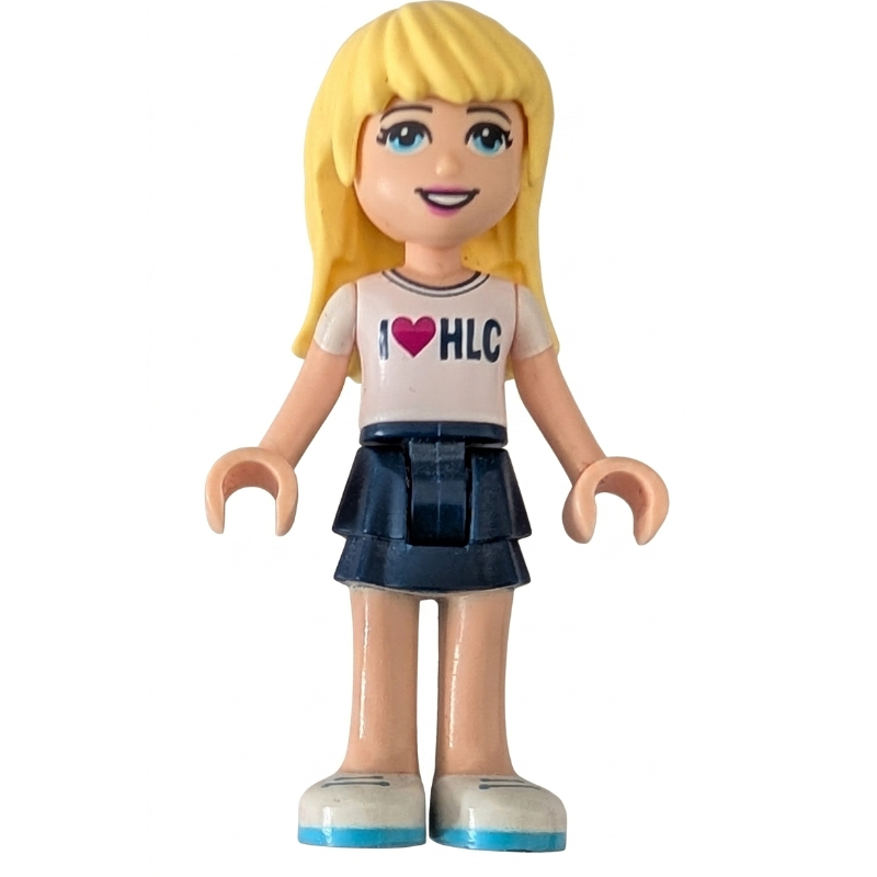 Stephanie — haut blanc, jupe bleu foncé (Stephanie - White Top, Dark Blue Skirt)