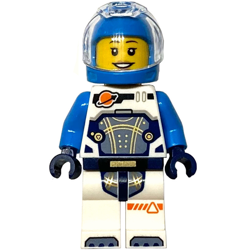 Astronaute, combinaison spatiale blanche et bleu foncé, casque azur foncé, écouteur (Astronaut, White and Dark Blue Spacesuit, Dark Azure Helmet, Earpiece)