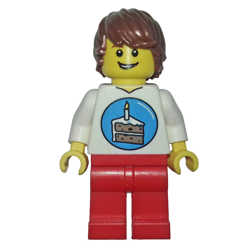 Garçon d'anniversaire - torse blanc, jambes rouges, cheveux brun rougeâtre (Birthday Boy - White Torso, Red Legs, Reddish Brown Hair)