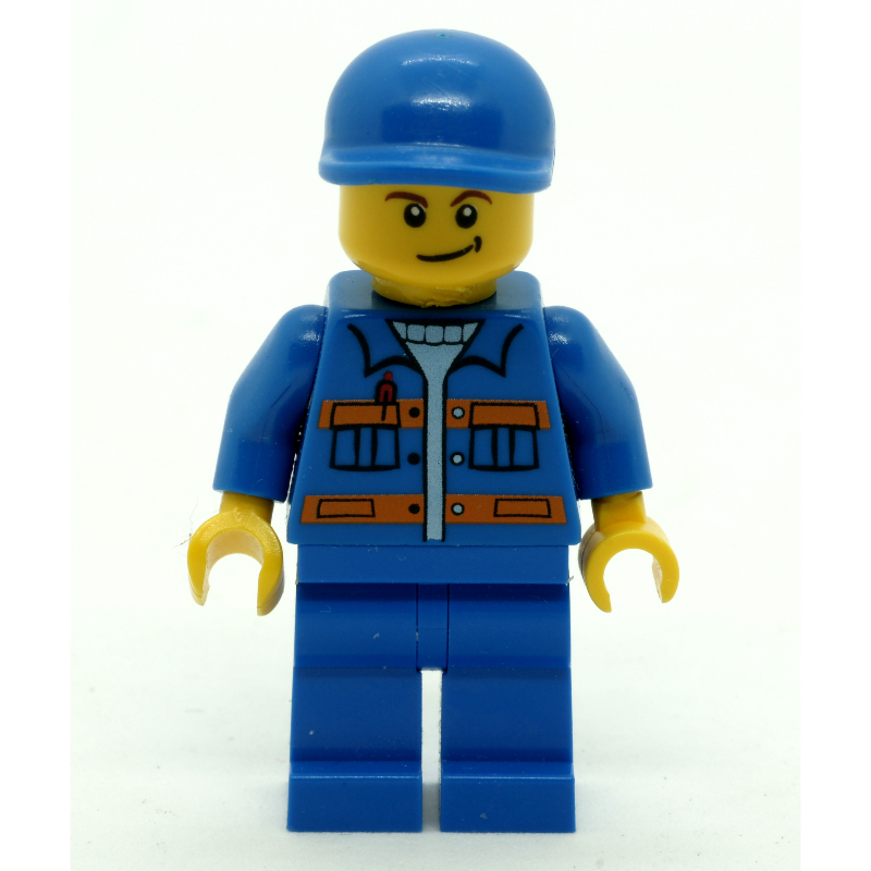 Ouvrier avec rayures orange et casquette bleue (Worker with Orange Stripes and Blue Cap)
