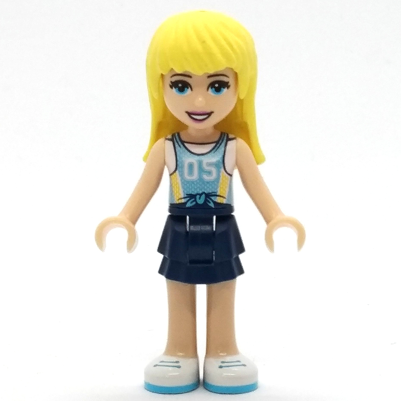 Stephanie — jersey bleu moyen, jupe bleu foncé (Stephanie - Medium Blue Jersey, Dark Blue Skirt)