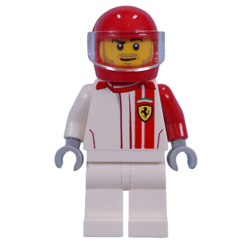 Pilote de course, torse blanc, jambes blanches, casque rouge, ferrari (Race Driver, White Torso, White Legs, Red Helmet, Ferrari)