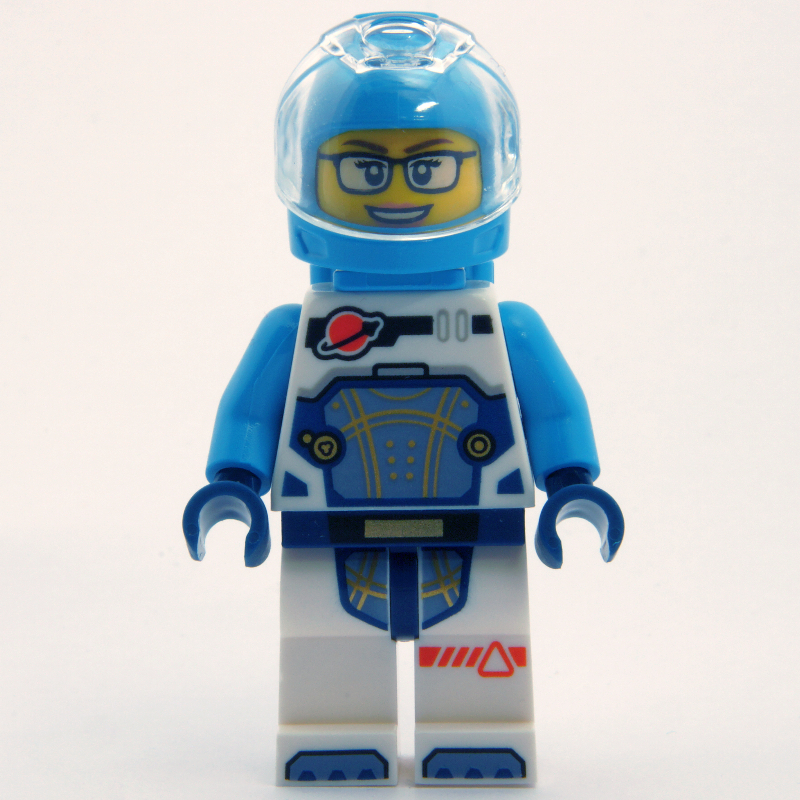 Astronaute, combinaison spatiale blanche et azur foncé, sac à dos azur foncé et casque, lunettes (Astronaut, White and Dark Azure Spacesuit, Dark Azure Backpack and Helmet, Glasses)