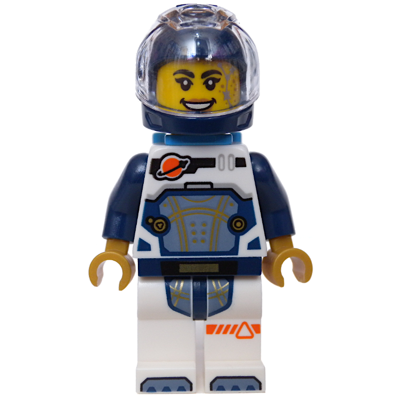 Astronaute, combinaison spatiale blanche et bleu foncé, sac à dos azur foncé, casque bleu foncé (Astronaut, White and Dark Blue Spacesuit, Dark Azure Backpack, Dark Blue Helmet)