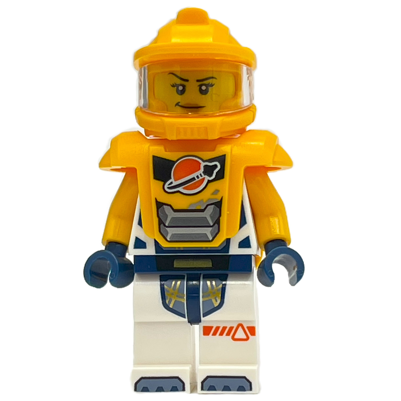 Astronaute, combinaison spatiale blanche, armure orange clair vif et casque (Astronaut, White Spacesuit, Bright Light Orange Armor and Helmet)