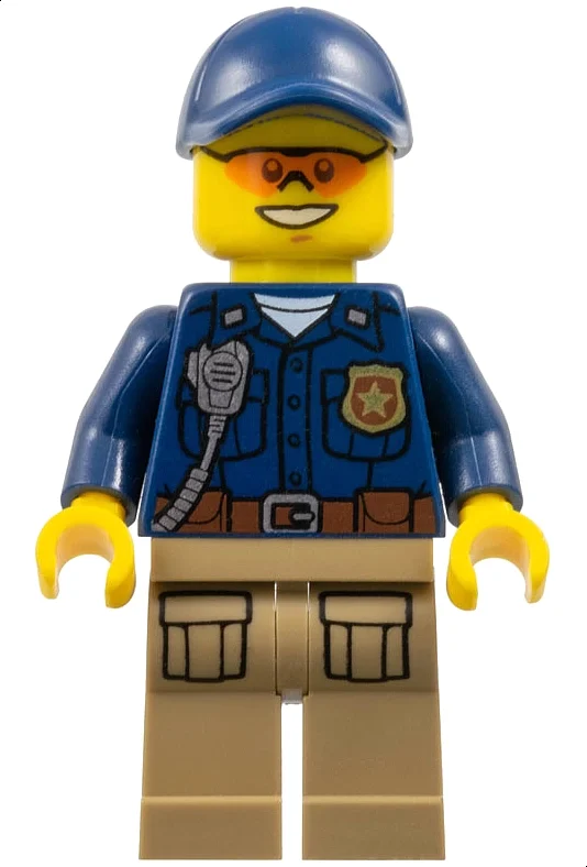 Police - torse bleu foncé, jambes beige foncé, casquette bleu foncé (Police - Dark Blue Torso, Dark Tan Legs, Dark Blue Cap)