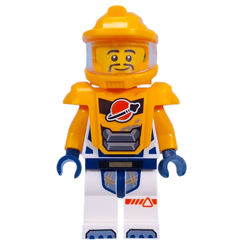 Astronaute, combinaison spatiale blanche, armure orange clair vif et casque, bouc (Astronaut, White Spacesuit, Bright Light Orange Armor and Helmet, Goatee)