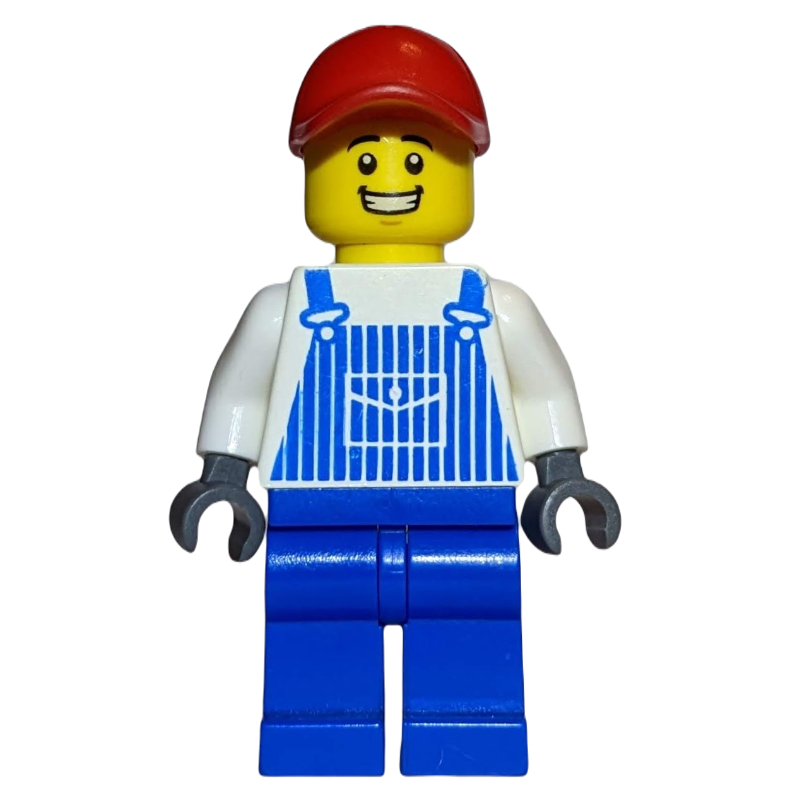 Torse blanc, salopette bleue, casquette rouge (White Torso, Blue Overall, Red Cap)