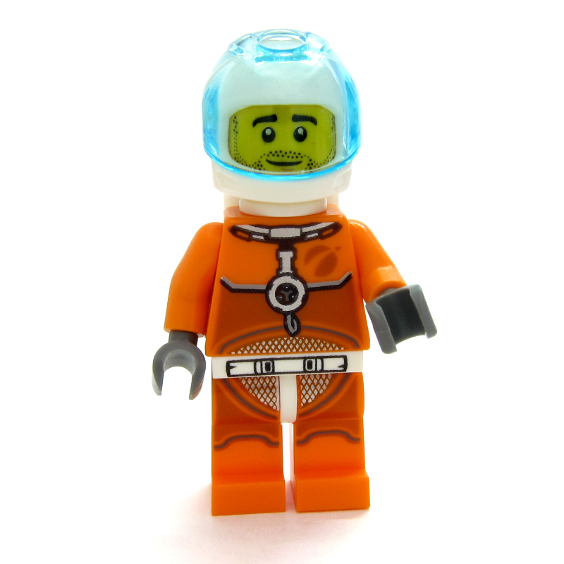 Astronaute - torse et jambes orange, casque blanc, visière bleu clair, barbe (Astronaut - Orange Torso and Legs, White Helmet, Trans-Light Blue Visor, Beard)
