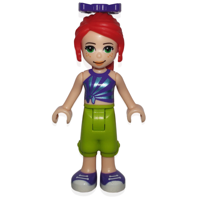Mia — haut pourpre foncé, pantalon vert citron (Mia - Dark Purple Top, Lime Trousers)