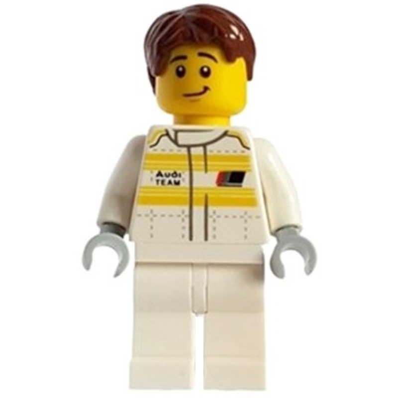 Pilote de course, audi, torse blanc, jambes blanches, cheveux brun rougeâtre (Race Driver, Audi, White Torso, White Legs, Reddish Brown Hair)