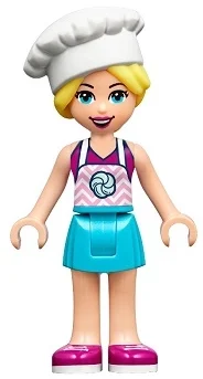 Stephanie — haut magenta, jupe azur moyen, chapeau de chef (Stephanie - Magenta Top, Medium Azure Skirt, Chef's Hat)