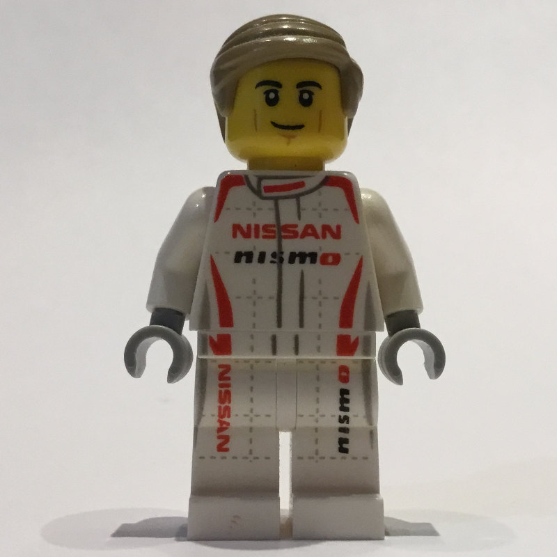 Pilote de course, torse blanc, jambes blanches, casque rouge, nissan (Race Driver, White Torso, White Legs, Red Helmet, Nissan)